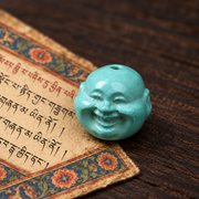 EverestArtstudios Hand-Carved Turquoise Buddha Head Mala Accessory — full product