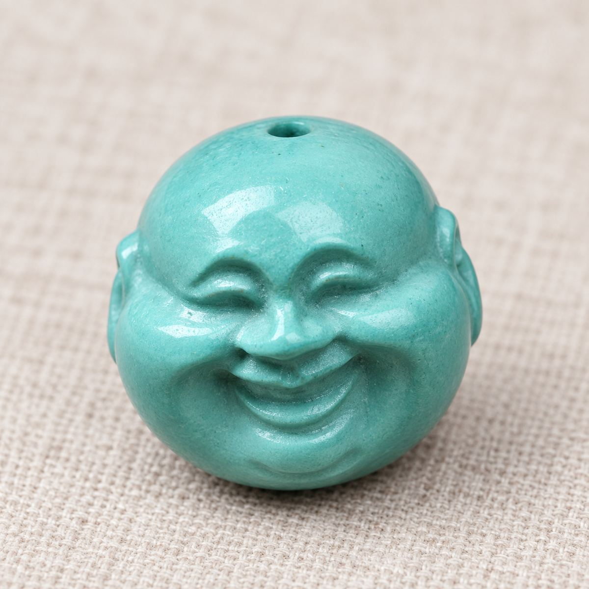 EverestArtstudios Hand-Carved Turquoise Buddha Head Mala Accessory — face detail