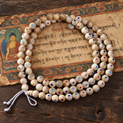 EverestArtstudios Inlaid Bone Round-Bead 108-Bead DIY Mala Strand — full product