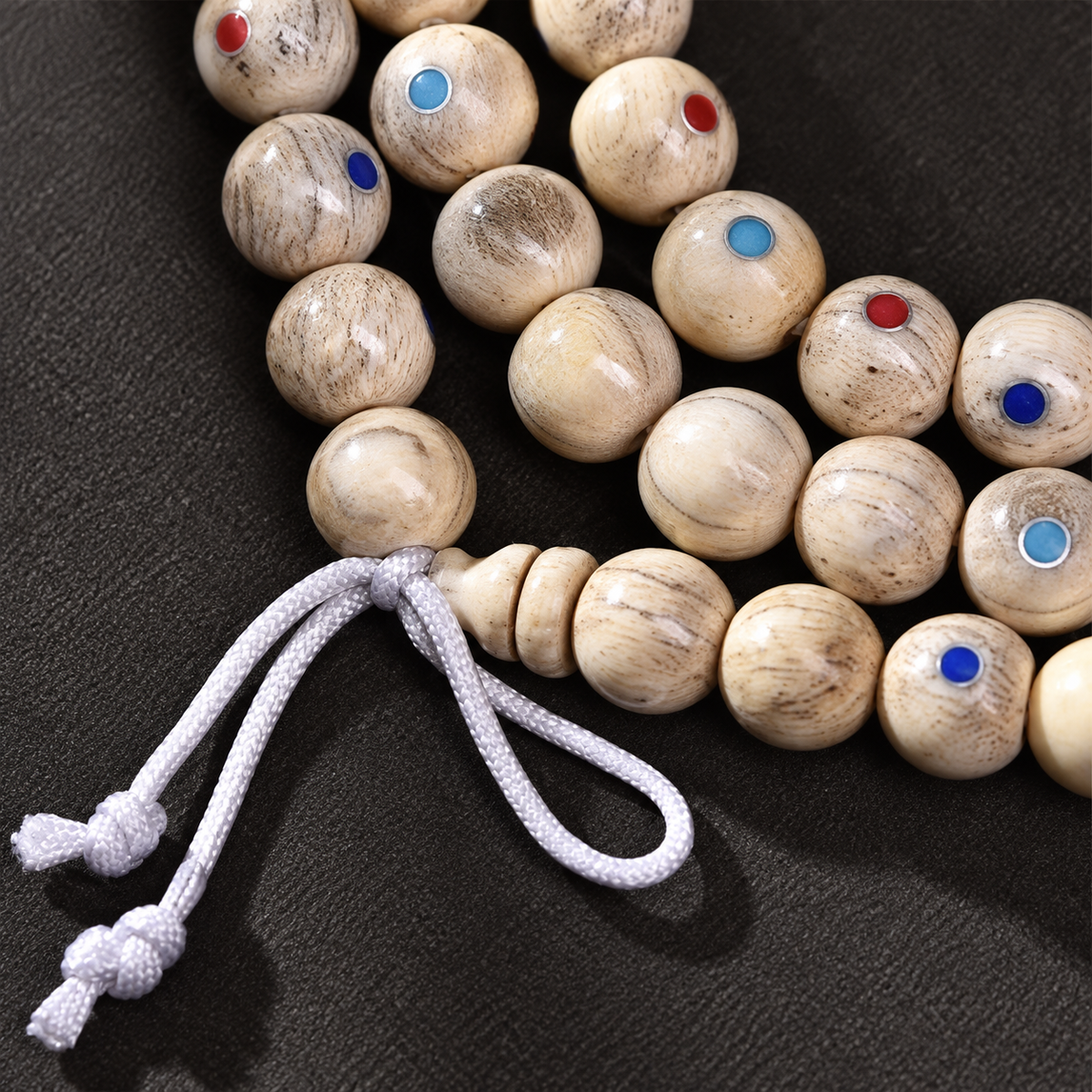 EverestArtstudios Inlaid Bone Round-Bead 108-Bead DIY Mala Strand — connection detail