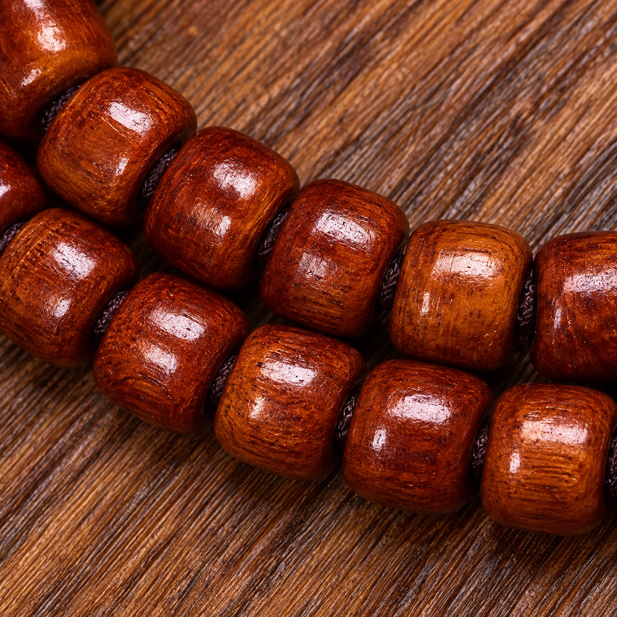EverestArtstudios Tibetan Vintage Yak Bone 108-Bead Mala with Agate and Glass Accents — bead detail
