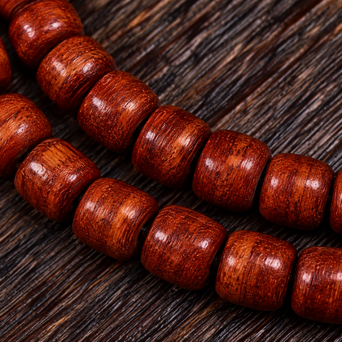 EverestArtstudios Tibetan Vintage Bone Barrel-Bead 108-Bead Mala Necklace — bead detail