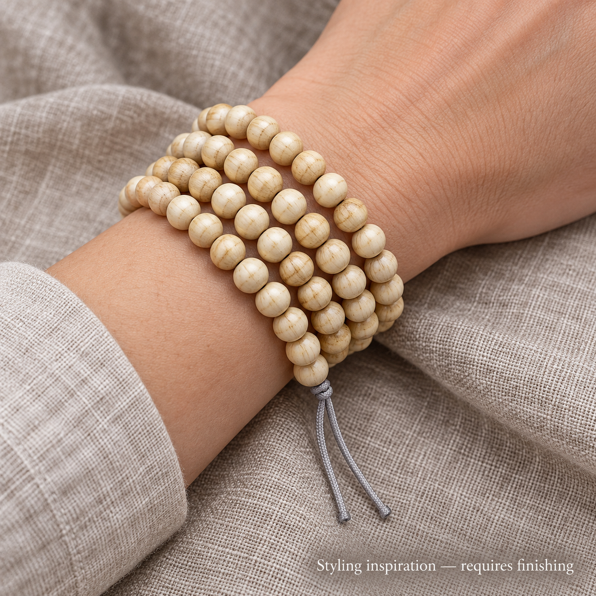 EverestArtstudios Aged Tibetan Camel Bone 108-Bead DIY Strand — wrist resting