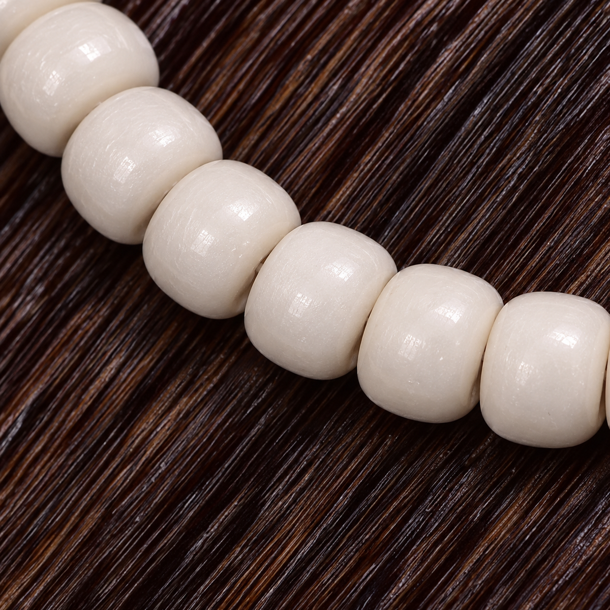 EverestArtstudios Natural Yak Bone 108-Bead Mala with Antler Accents — bead detail