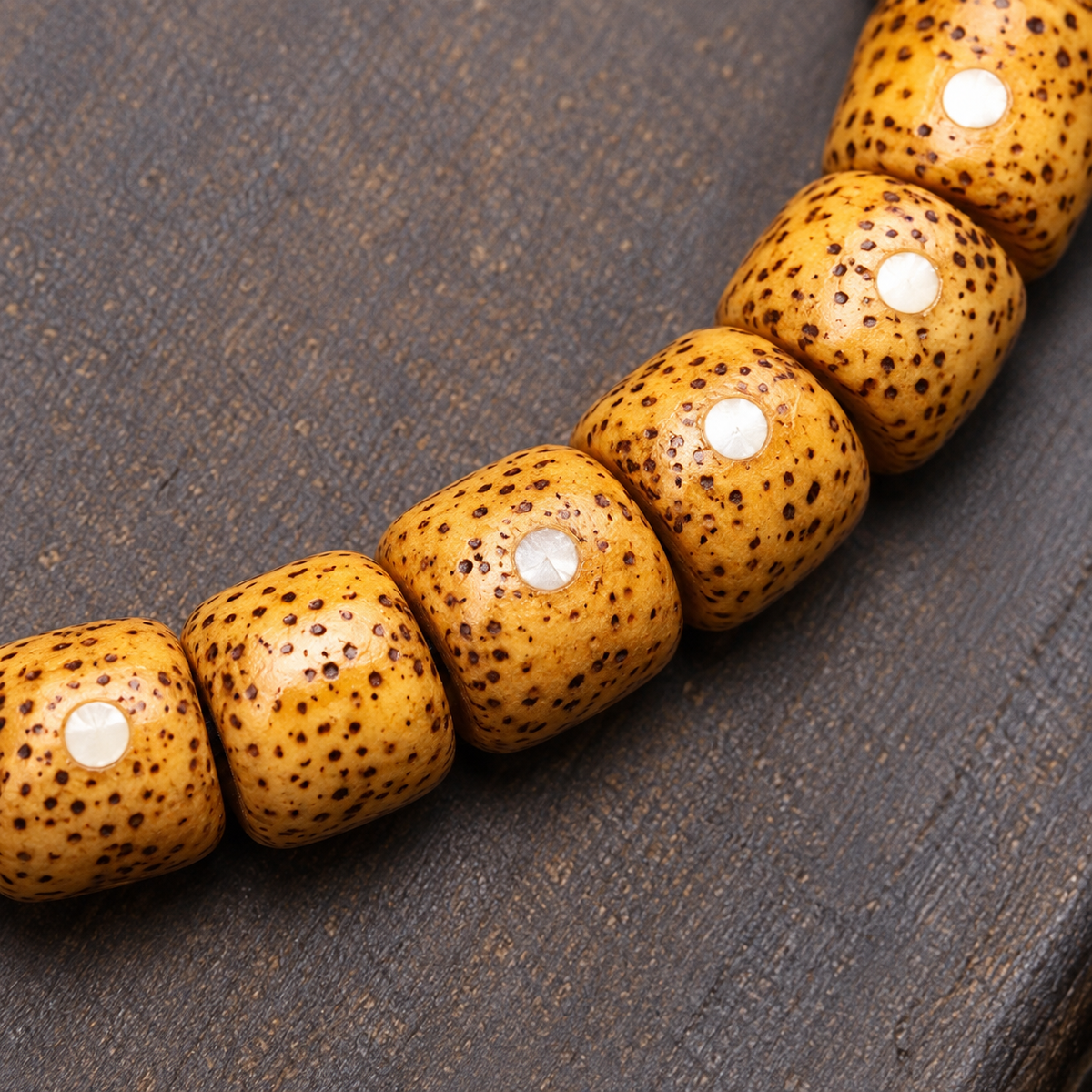 EverestArtstudios Xingyue Bodhi 108-Bead Mala with Bone and Safety Ring Accents — bead detail