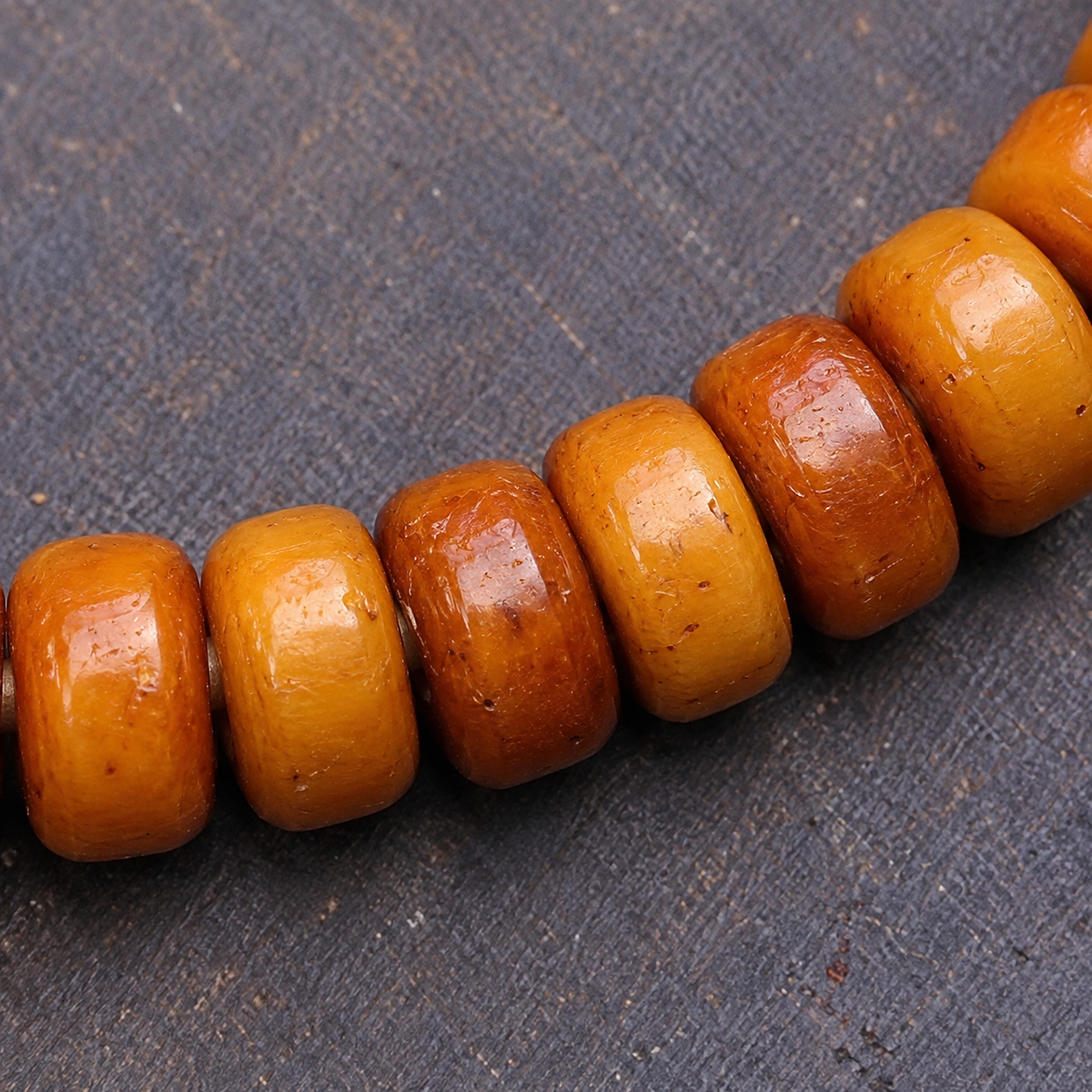 EverestArtstudios Bone 108-Bead Mala with Yak Bone, Glass and Deer Bone Accents — bead detail