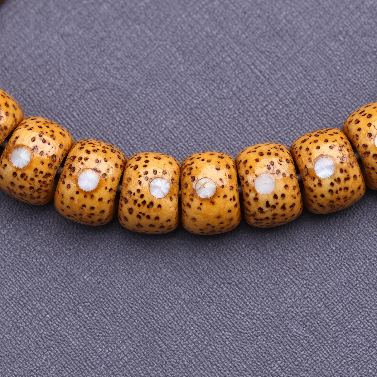 EverestArtstudios Xingyue Bodhi 108-Bead Mala with Yak Bone and Red Agate Accents — bead detail