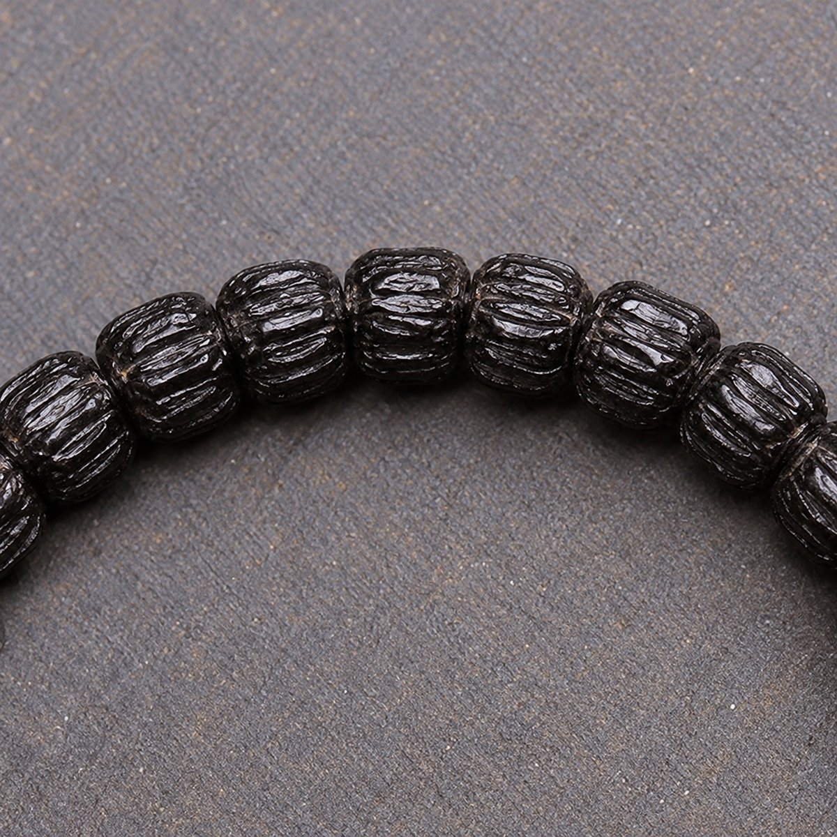 EverestArtstudios Coconut Prayer Beads with Carved Seed and Agate Accents — bead detail