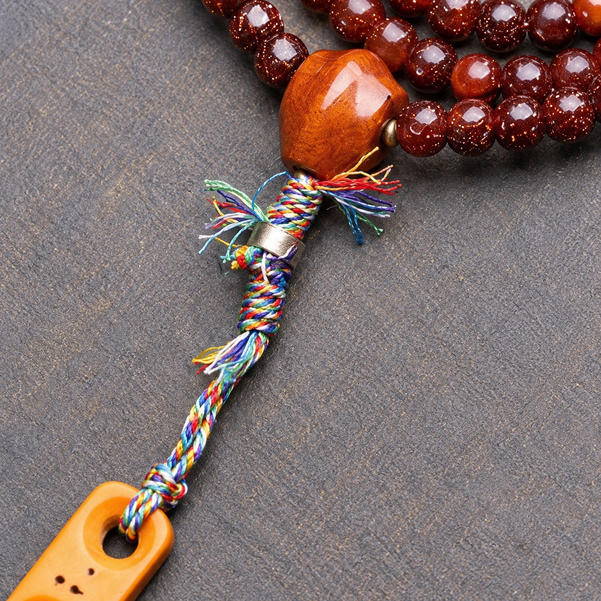 EverestArtstudios Xingyue Bodhi Mala with Turquoise and Carved Accents — connection detail