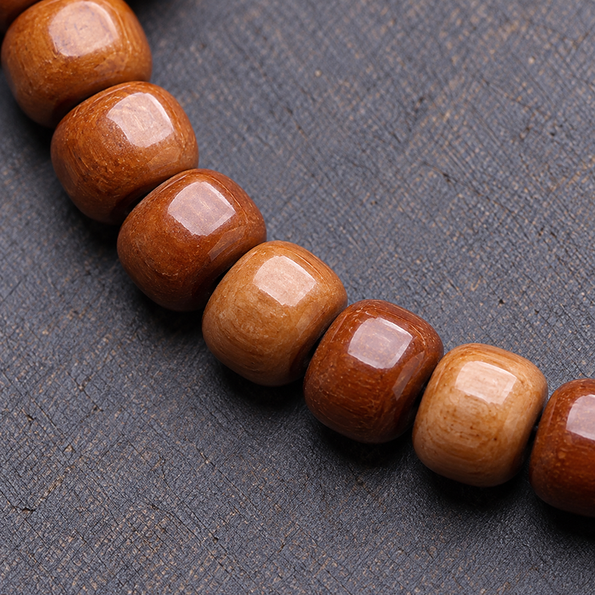 EverestArtstudios 108-Bead Mala with Phoenix Eye Bodhi, Agate and Antler Accents — bead detail