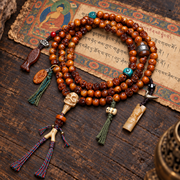 EverestArtstudios Carved Camel Bone 108-Bead Mala with Yak Bone and Agate Accents — full product