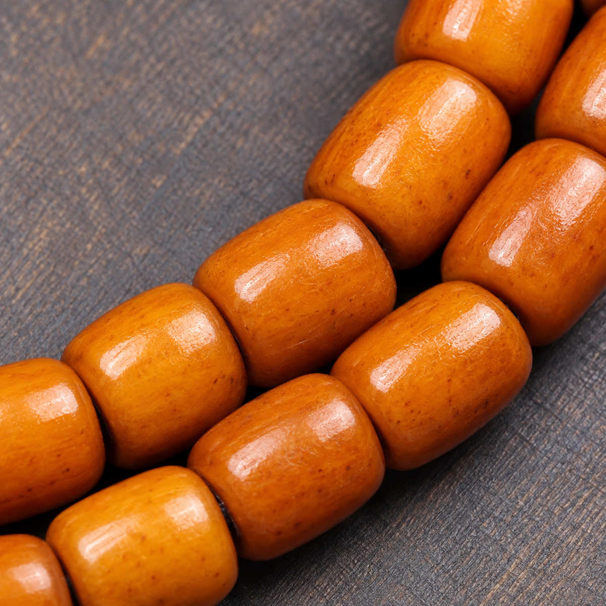 EverestArtstudios Bone 108-Bead Mala with Agate and Safety Ring Accents — bead detail