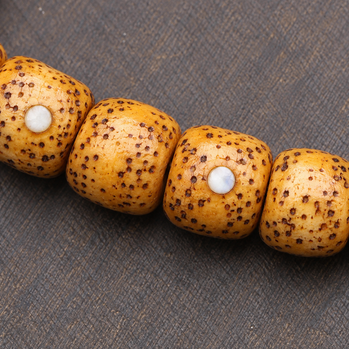 EverestArtstudios Textured Xingyue Bodhi 108-Bead Mala with Bone Accents — surface detail