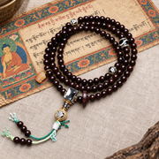 EverestArtstudios Coconut 108-Bead Mala with Inlaid Agate Accents — full product