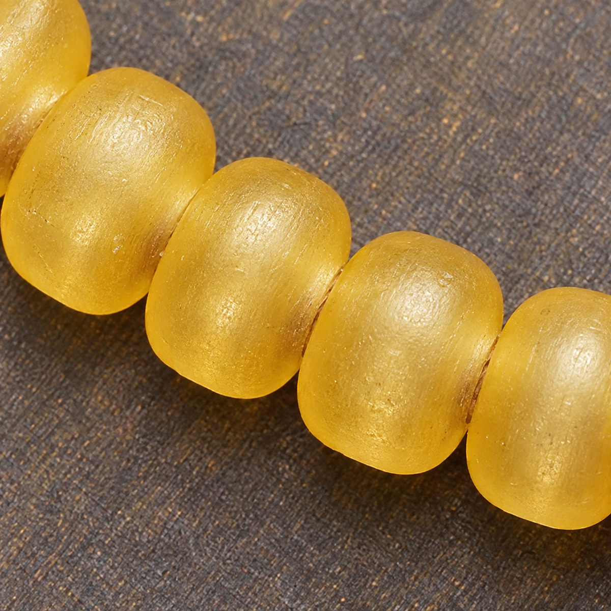EverestArtstudios Golden Armor Disc-Bead Mala with Agate Accents — surface detail