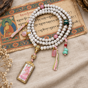 EverestArtstudios Xingyue Bodhi 108-Bead Mala with Nine-Tailed Fox Thangka-Style Pendant — full product