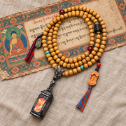 EverestArtstudios Xingyue Bodhi 108-Bead Mala with Four-Sided Thangka-Style Pendant — full product