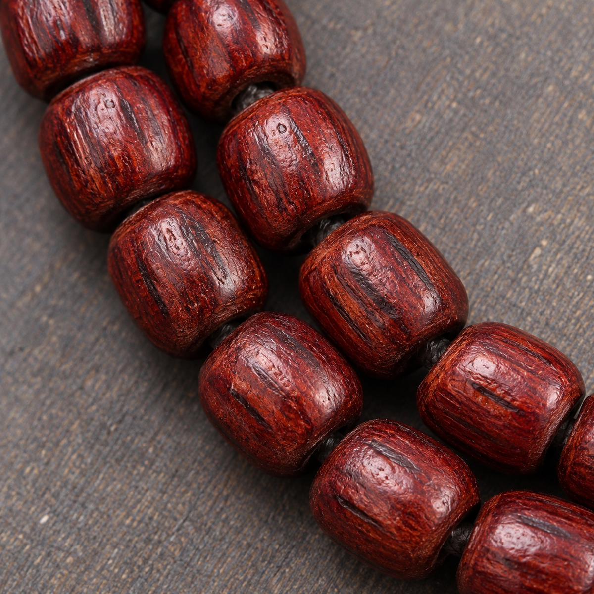 EverestArtstudios Cut Bodhi Seed 108-Bead Mala with Pixiu and Vajra Motif Charms — bead detail