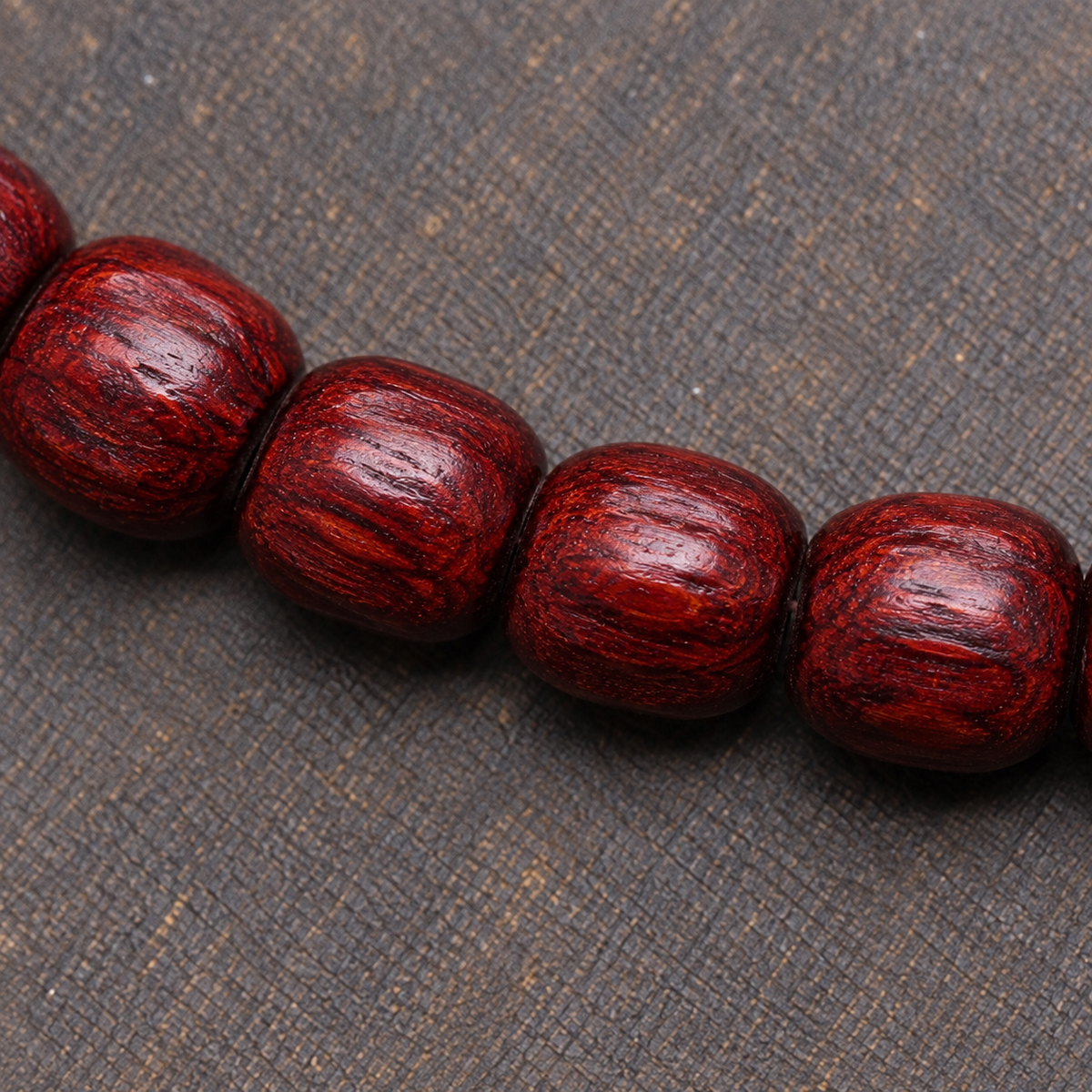 EverestArtstudios Cut Bodhi Seed 108-Bead Mala with Pixiu and Vajra Motif Charms — surface detail