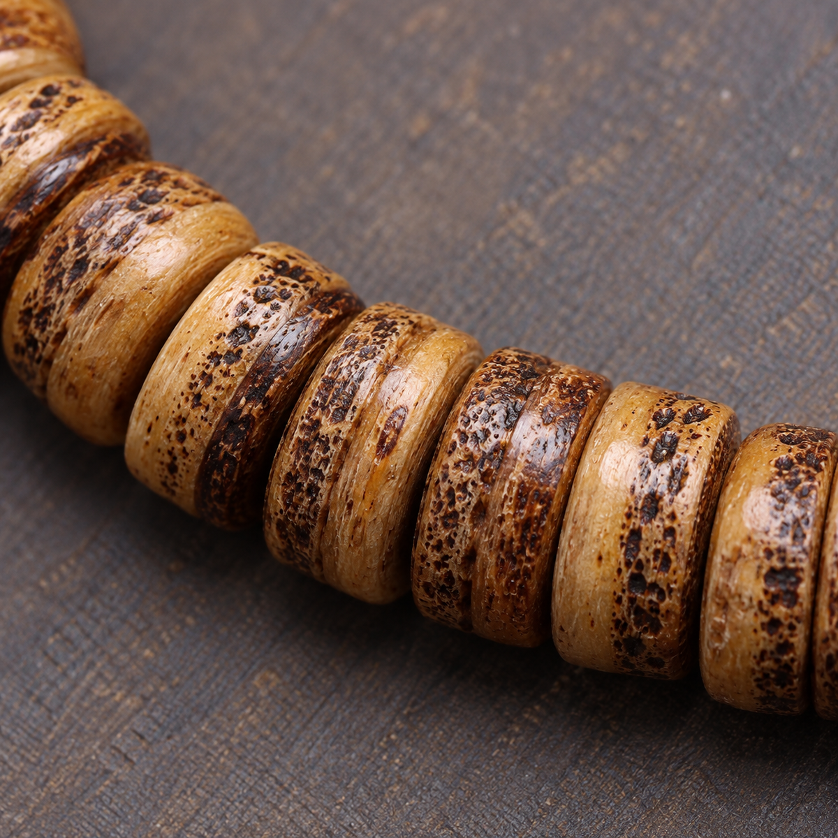 EverestArtstudios Camel Bone 108-Bead Mala with Carved Mahakala-Inspired Accent — bead detail