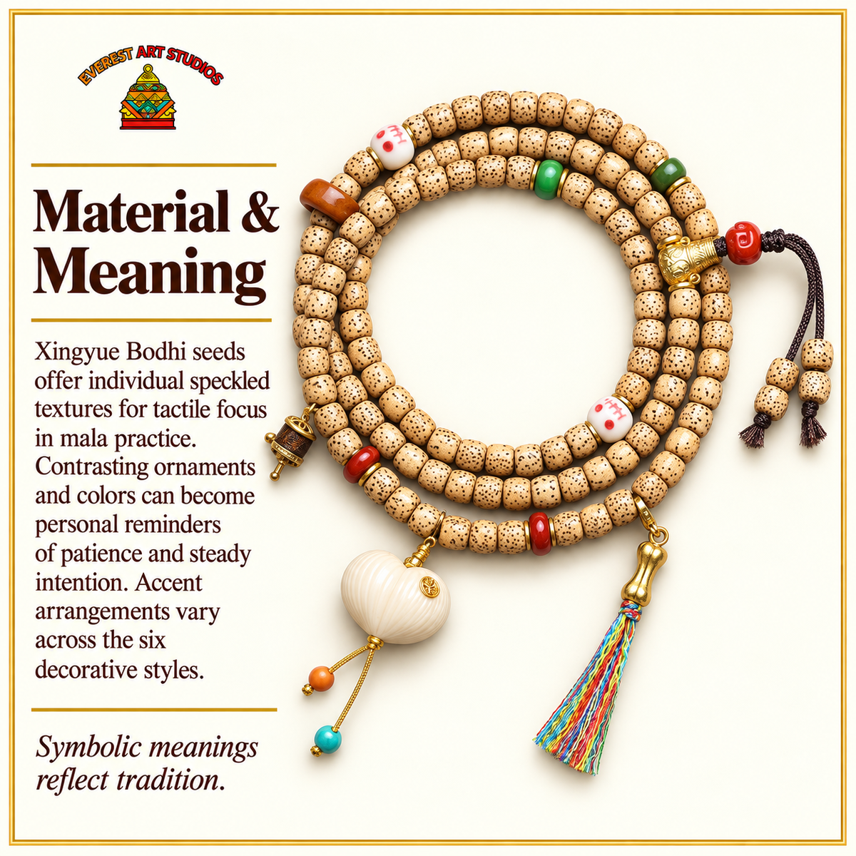 Xingyue Bodhi 108-bead mala — materials meaning