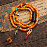 EverestArtstudios Bone 108-Bead Mala with Carved Yak Bone Accents — full product