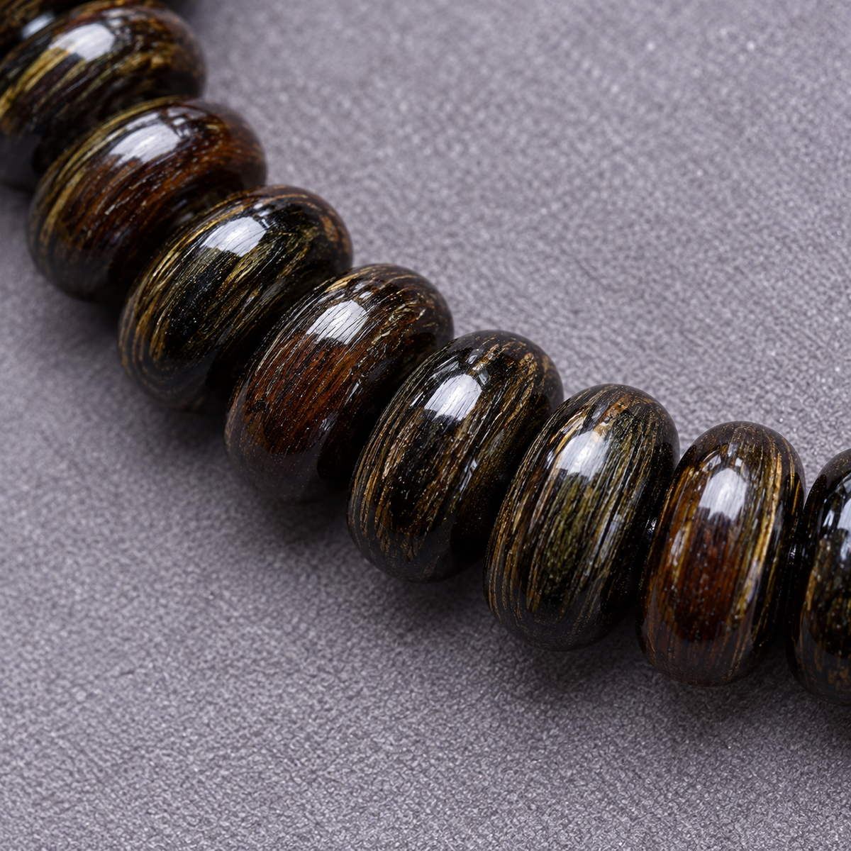 EverestArtstudios Bamboo-Pattern Bone 108-Bead Mala with Sandalwood Accents — bead detail