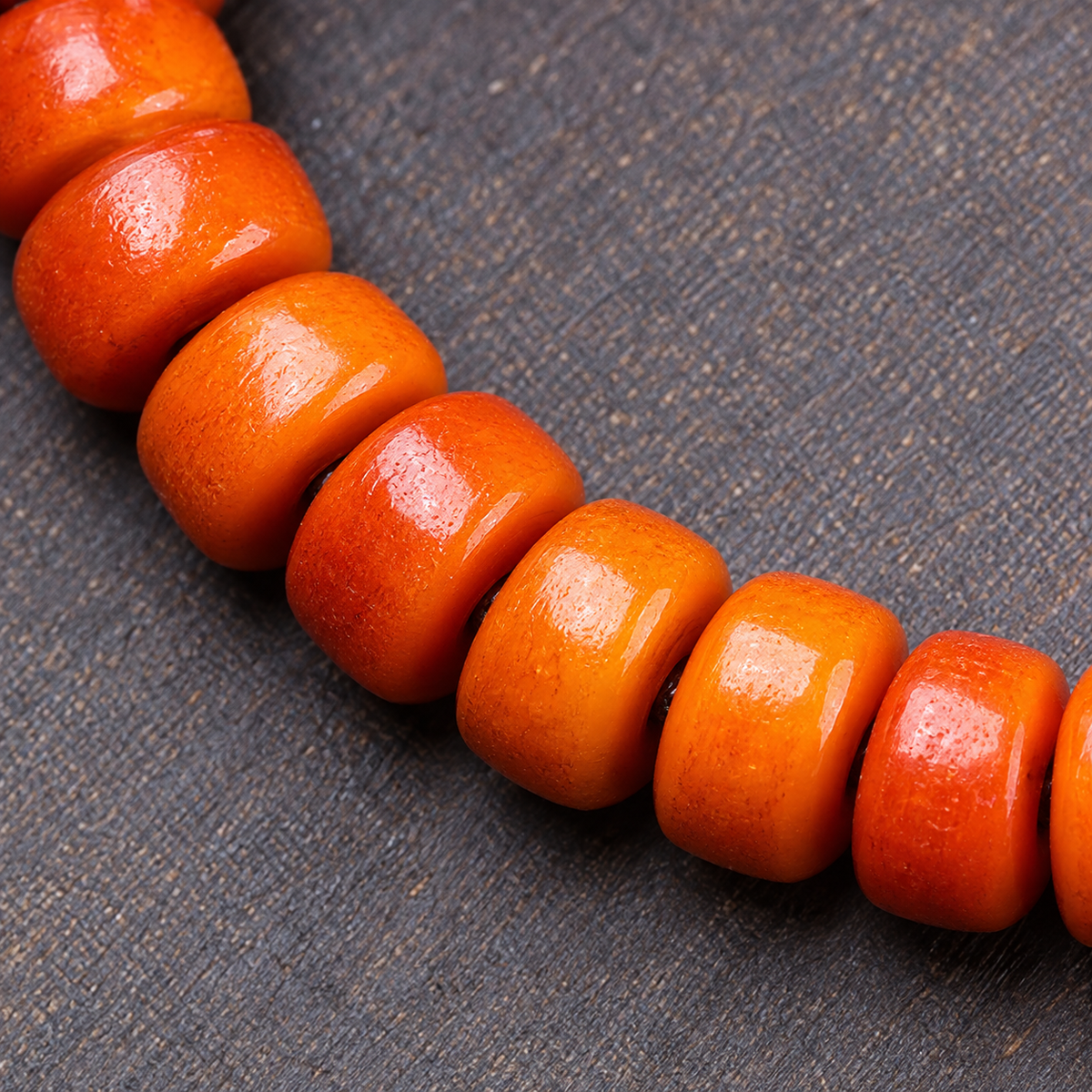 EverestArtstudios Carved Yak Bone Prayer Beads with Sandalwood Accents — bead detail