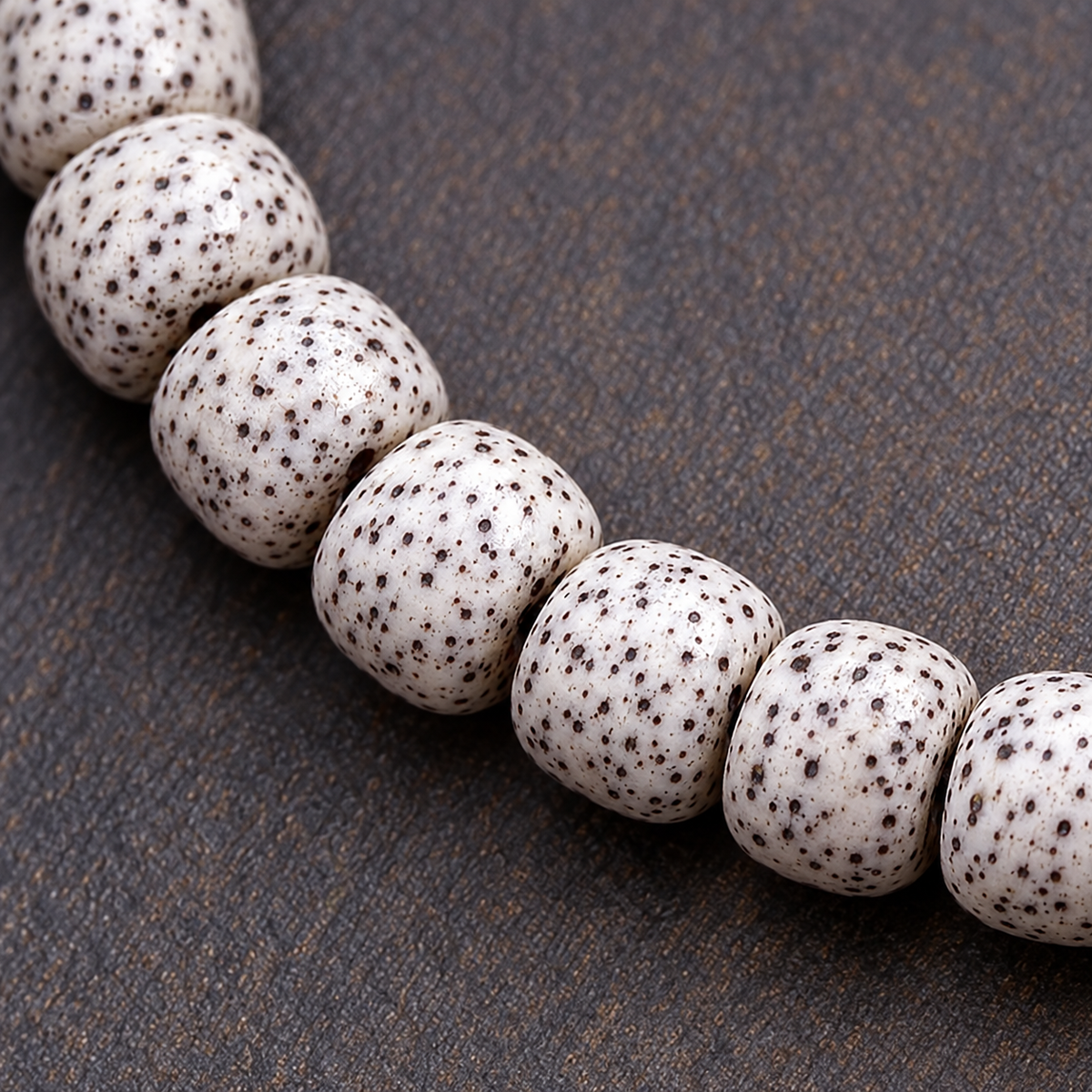 EverestArtstudios Xingyue Bodhi 108-Bead Mala with Crystal and Wealth Deity Accents — bead detail