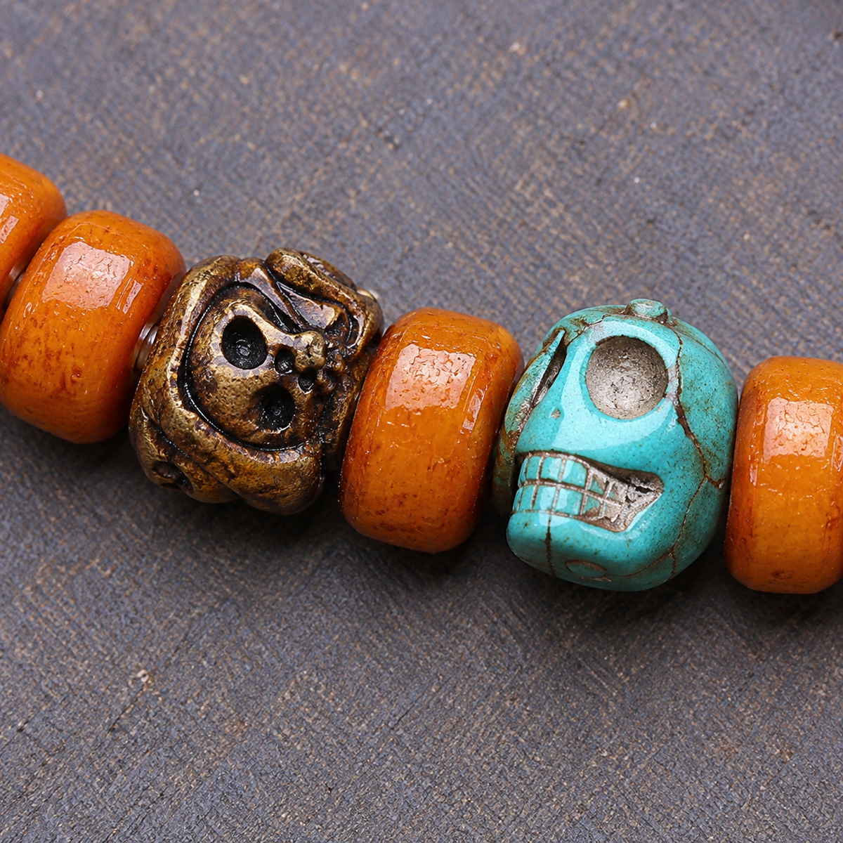 EverestArtstudios Yak Bone 108-Bead Mala with Camel Bone and Elephant Motif Accents — surface detail