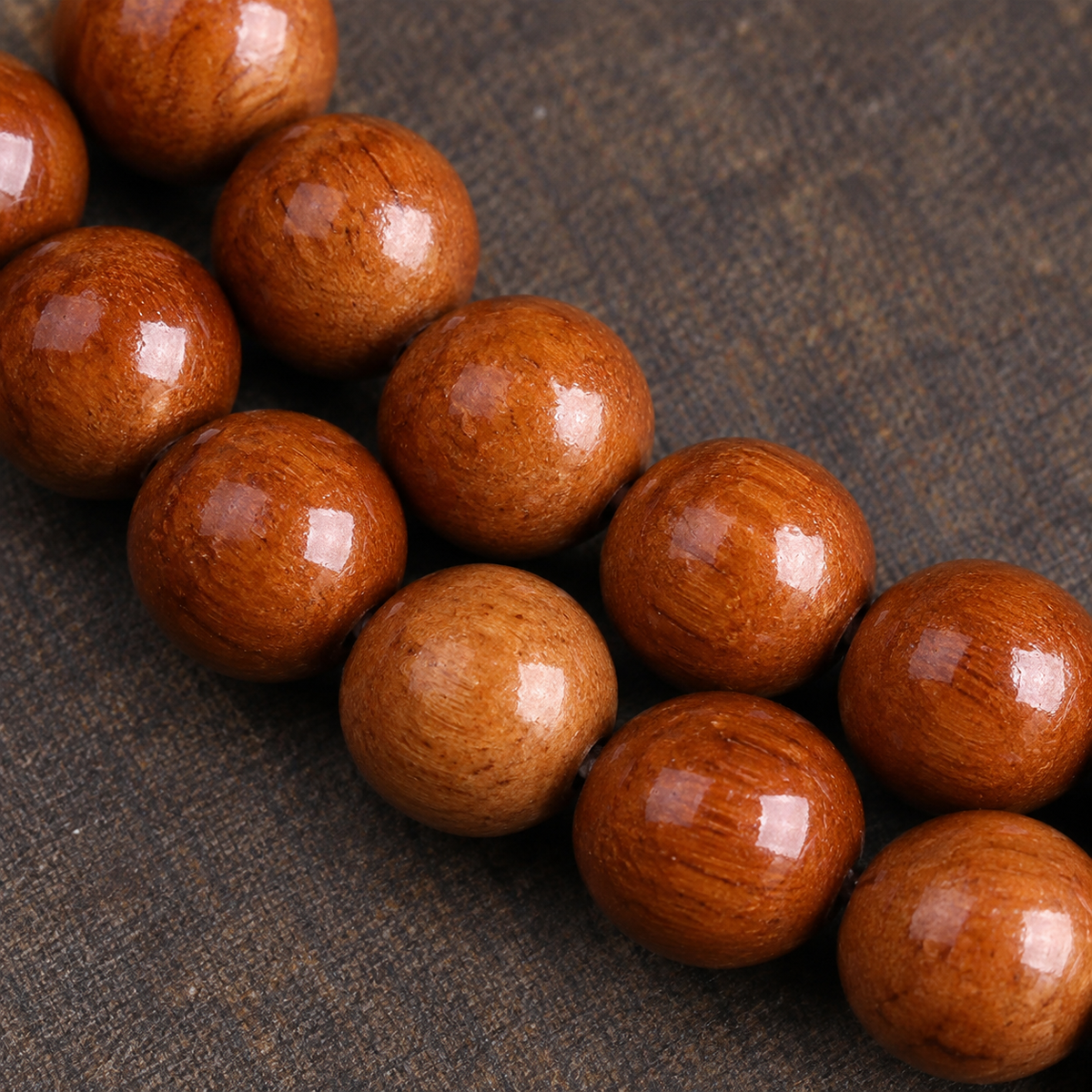 EverestArtstudios Medicine Buddha Symbol 108-Bead Mala with Brown Beads and Colorful Tassels — bead detail