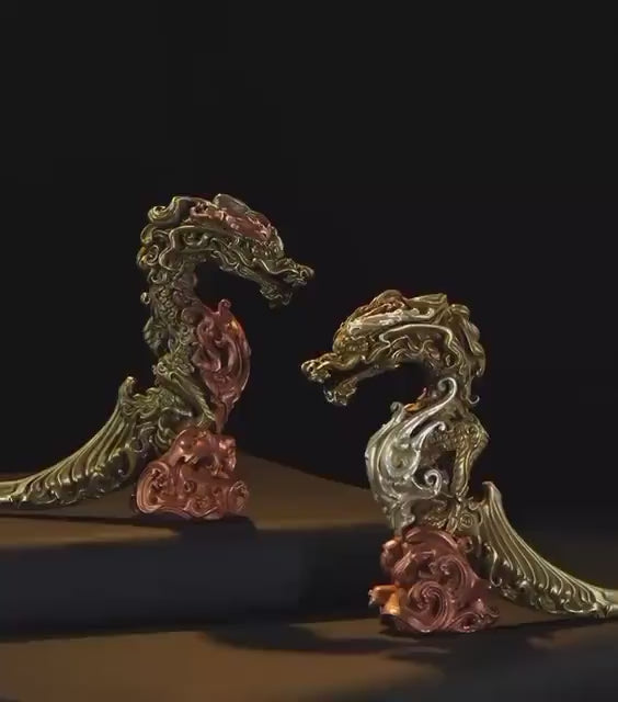 載入影片：Handcrafted Brass / Silver Dragon Tea Knife – Symbol of Power &amp; Prosperity