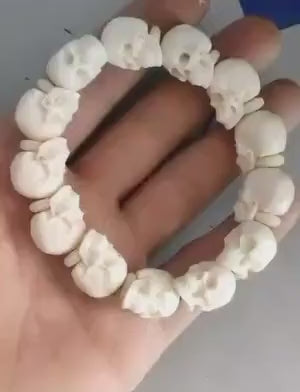 Handcrafted Tibetan Skull Mala Bracelet Camel Bone Amulet Beads
