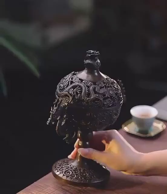 Load video: Traditional Bronze Dragon Incense Burner