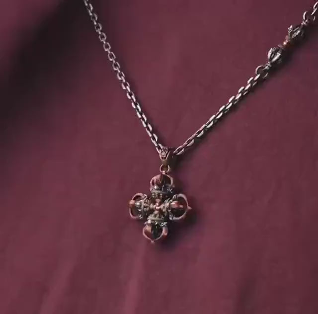 Handmade Brass Vajra Pendant: Tibetan Buddhist Amulet