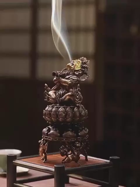 載入影片：Handmade Purple Copper Vajra Incense Burner, Chinese Zen Meditation Incense Holder for Sandalwood &amp; Agarwood, Tea Ceremony Decor