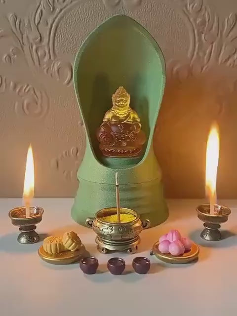 Load video: Mini Yellow Dzambhala Statue, 2" Liuli Glass Buddha, Feng Shui Car Dashboard Decor, God of Wealth Office Desk Ornament, Buddhist Gift