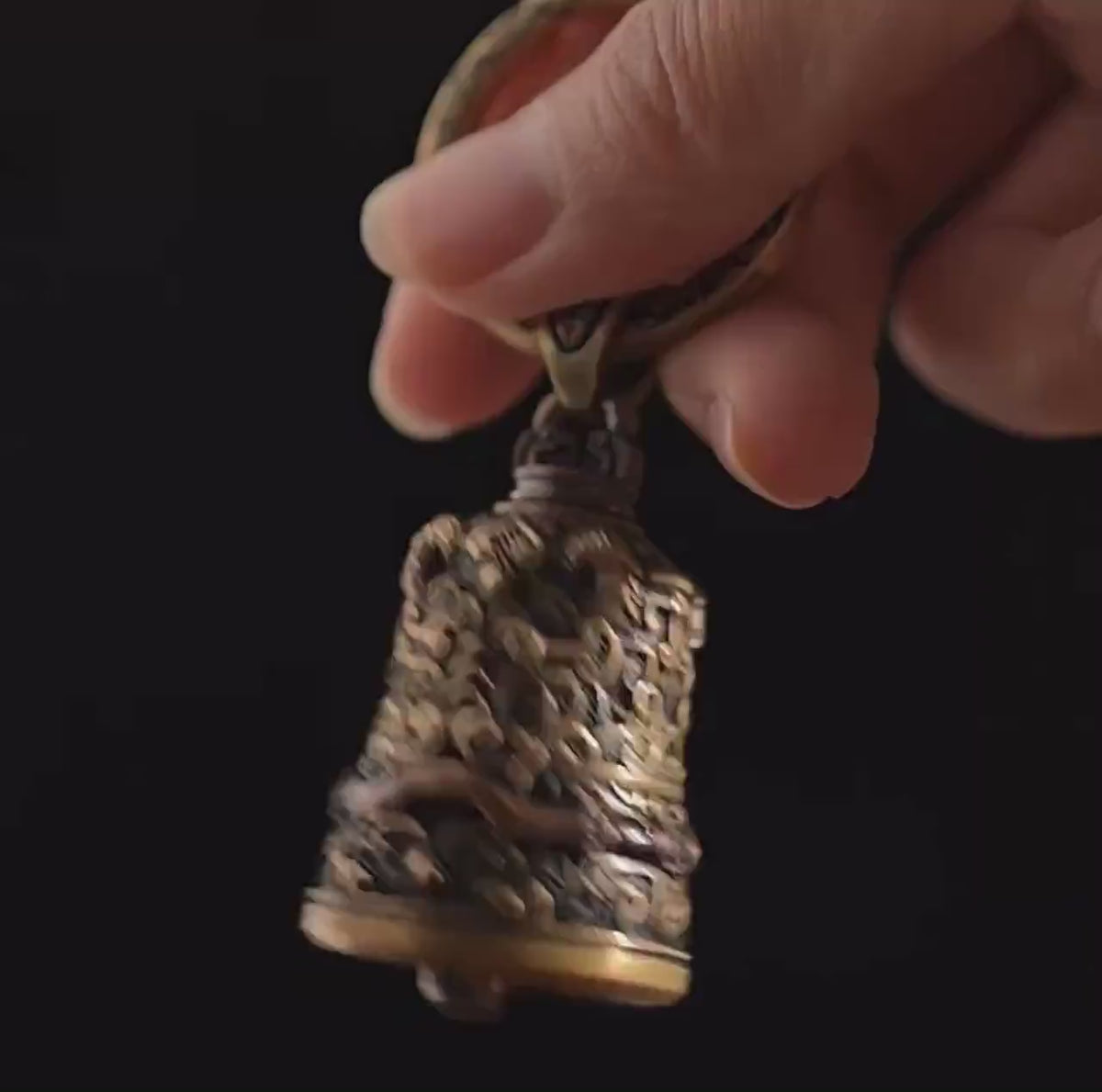 Load video: Brass Vajra Bell Pendant: Tibetan Buddhist Amulet Necklace
