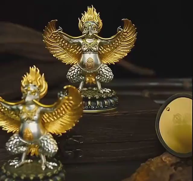 Handcrafted Brass Tibetan Garuda Statue: Home Decor, Protection