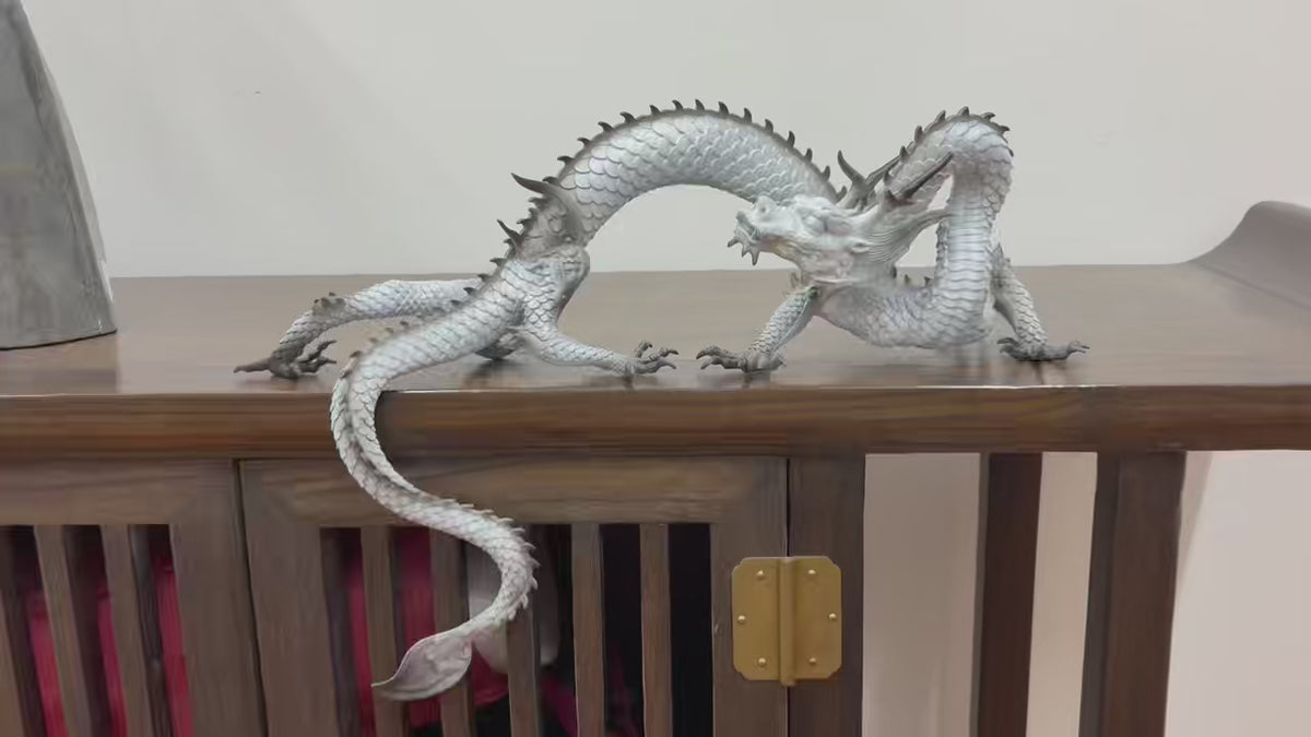 Load video: Handcrafted Brass Dragon Statue: Tibetan Feng Shui Decor
