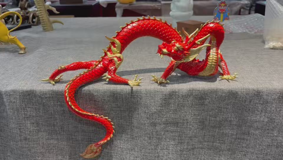 載入影片：手工紅銅龍雕像：西藏風水擺件