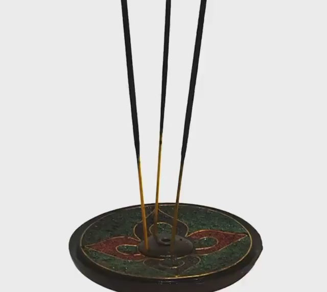 載入影片：Handcrafted Nepalese Incense Holder | Large 9.2cm Base | 5mm Thick Incense Burner | Tibetan Incense Stand