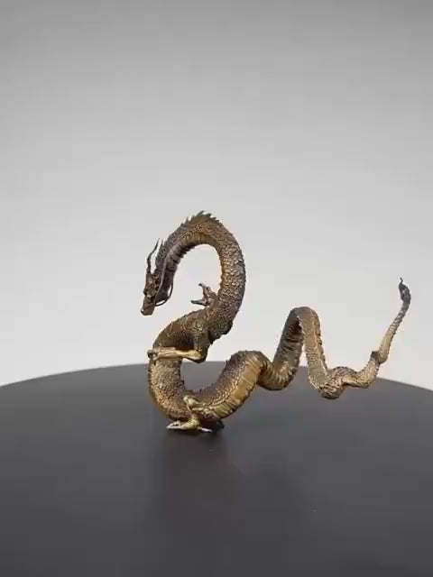 加载视频：Auspicious Dragon Statue Bronze Sculpture - Feng Shui Tea Pet &amp; Incense Holder - Mythical Chinese Dragon Home Decor - Asian Art Zen Ornament
