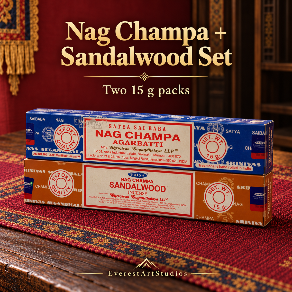 PTSX-TB542925238319-04 | Satya Nag Champa + Sandalwood Set | Tibetan background